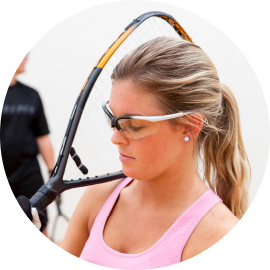 sports woman protecting eyes